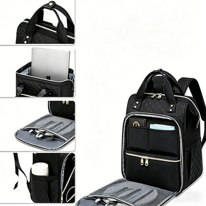 2-in-1 Lunch Backpack For Women Laptop Backpacks Travel Backpacks-Black