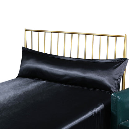 2Pcs Bedsure Satin Cooling And Silky Long Double Pillow Cover With Envelope Closure-Black