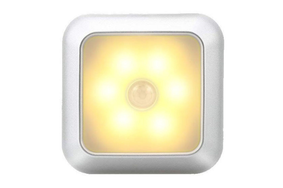2Pcs LED Motion Sensor Night Light Cabinet Closet Stair Wall Lamp Light Cordless Light-Warm Yellow