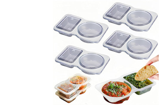 20Pcs Portable Reusable Sauce Container Double Compartment Condiment Container with Lids for Camping Picnics