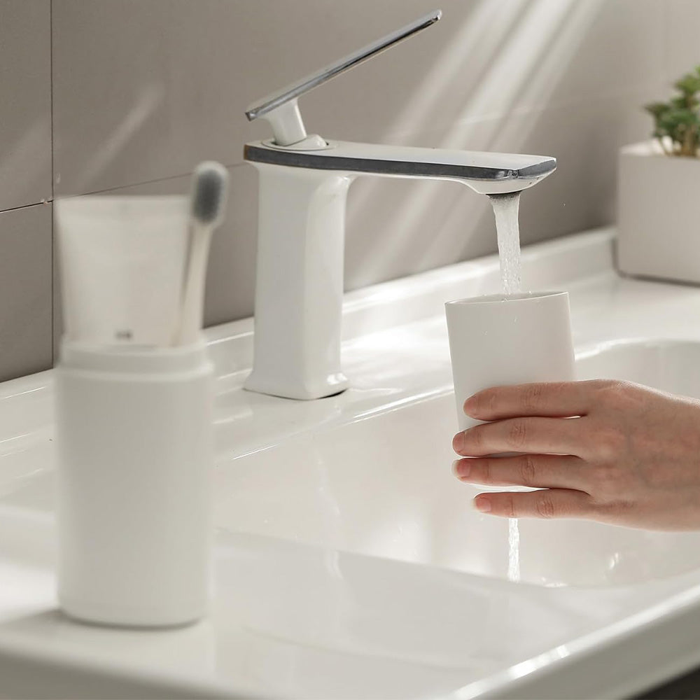 Portable 180 ml Travel Toothbrush Holder and Rinse Cup-White