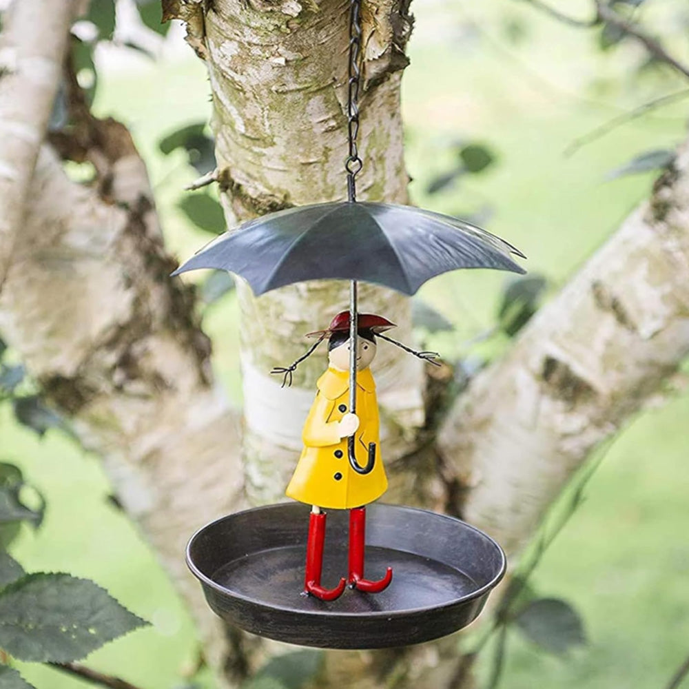 Umbrella Girl Garden Bird Feeder Ornament Hanging Outdoor Decor Home Garden Decor