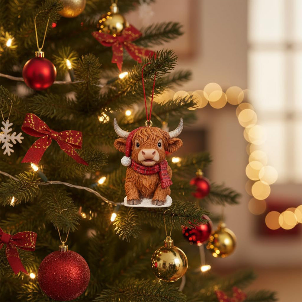 2D Highland Cow Advent Calendar 24-Day Christmas Countdown for Xmas Tree Style 1