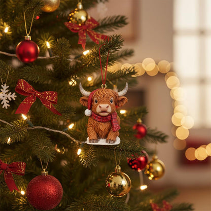 2D Highland Cow Advent Calendar 24-Day Christmas Countdown for Xmas Tree Style 1