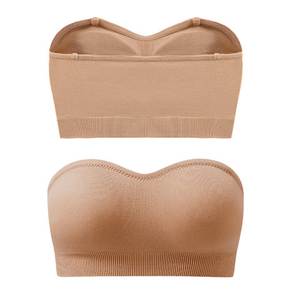 Women Strapless Wirefree Bandeau Bra-Nude