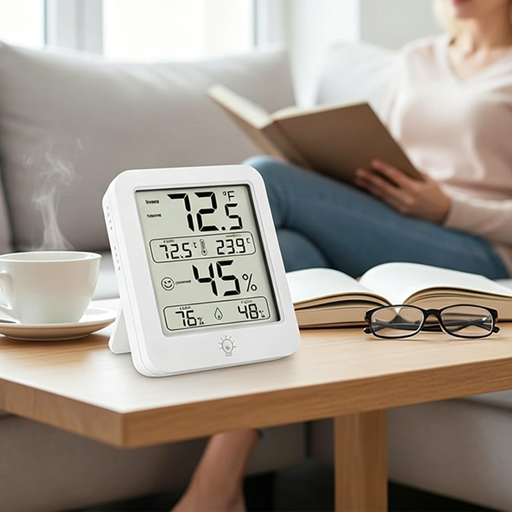 Digital Indoor Thermometer Hygrometer Large LCD Display with Touch Backlight