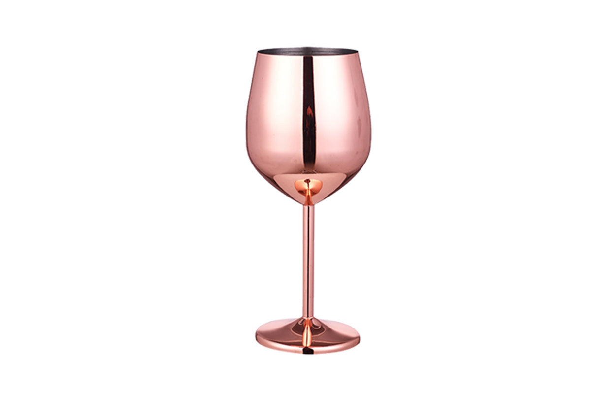 2Pcs Stainless Steel Stemmed Wine Glasses Shatter Proof Unbreakable Wine Goblets-Rose Gold