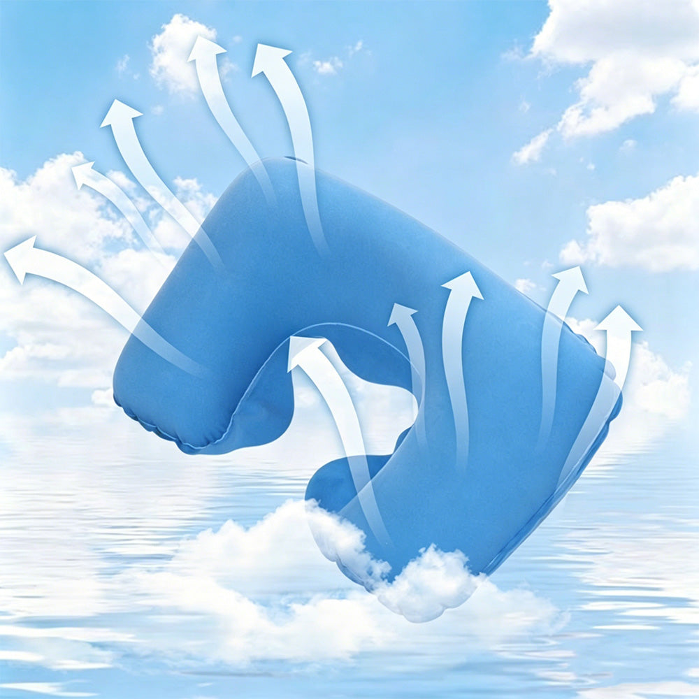 2 Pack Inflatable Travel Neck Pillow-Sky Blue