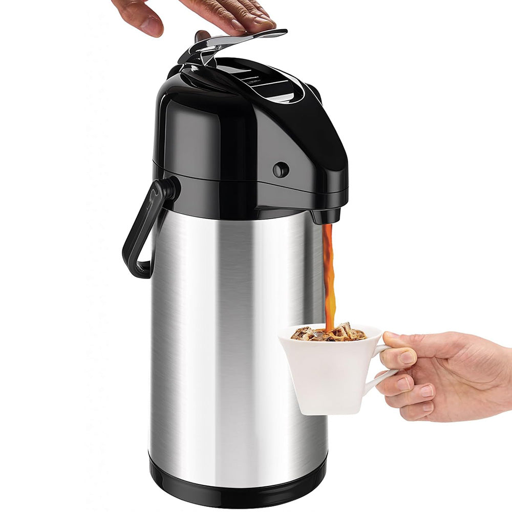 3L Stainless Steel Vacuum Insulated Water Dispenser Pump Flask Hot Cold Beverage Server-Silver