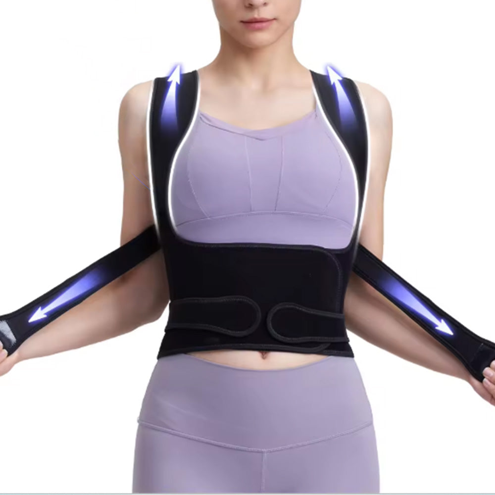 Posture Corrector  Adjustable Back Brace Support Strap Black