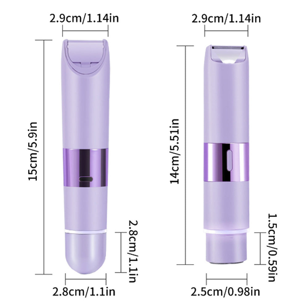 Dual Head Electric Hair Shaver for Women Painless Bikini Trimmer for Leg Arm Body Face Purple