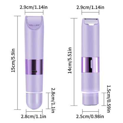 Dual Head Electric Hair Shaver for Women Painless Bikini Trimmer for Leg Arm Body Face Purple