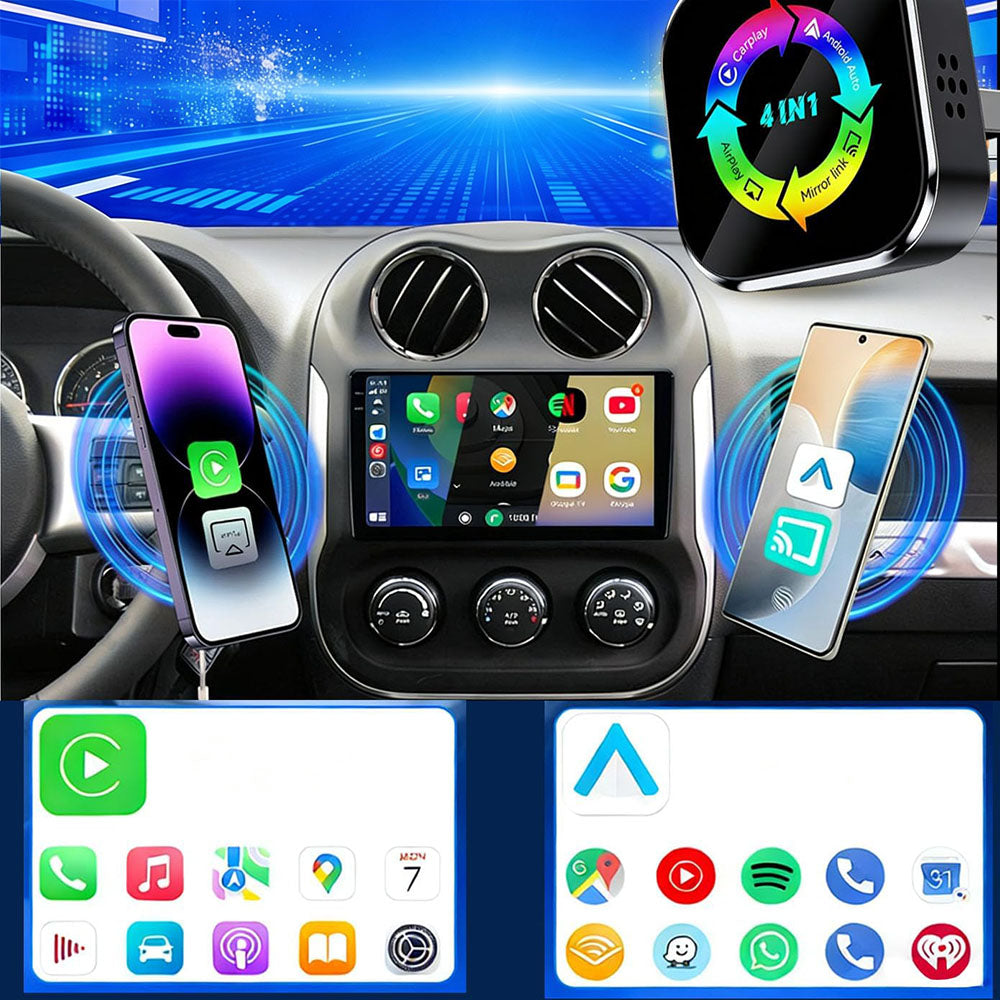 4 in 1 Wireless CarPlay Android Auto AirPlay MirrorLink Adapter - Mixed Color