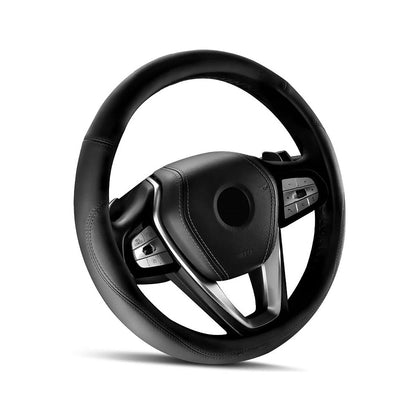 37-38cm Microfiber Leather Steering Wheel Cover-Black