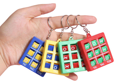 10-Pack Portable Tic Tac Toe Game Colorful Keychain Set