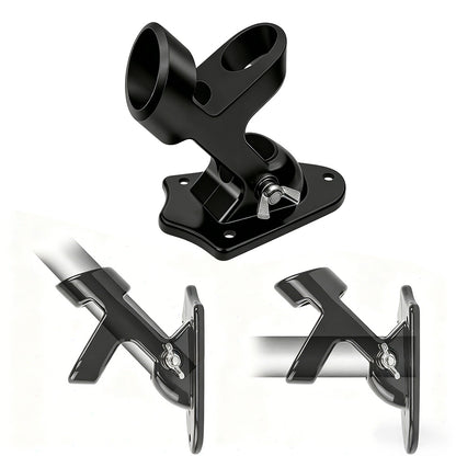 Dual Hole Adjustable Aluminum Flag Pole Wall Mount Holder - Black