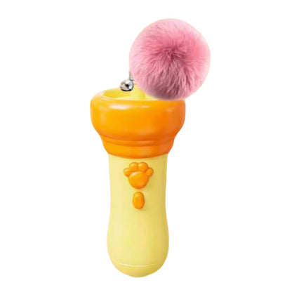 Cat Teaser Launcher with Retractable Cord and 2 Plush Balls - Orange