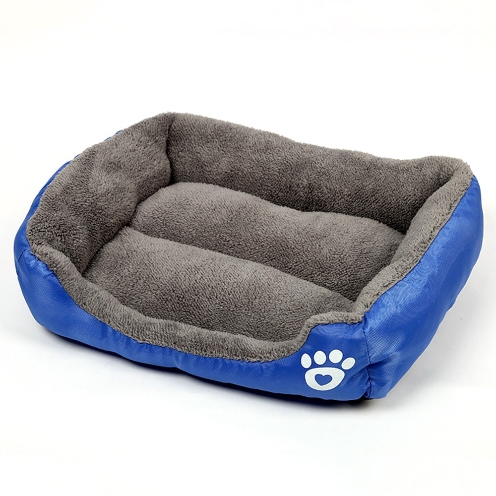 Soft Winter Semi-Enclosed Pet Bed Mat with Raised Edges-Royal Blue
