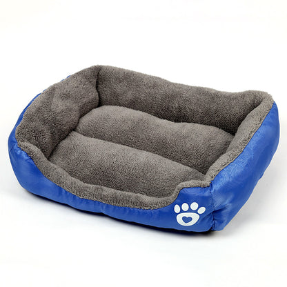 Soft Winter Semi-Enclosed Pet Bed Mat with Raised Edges-Royal Blue