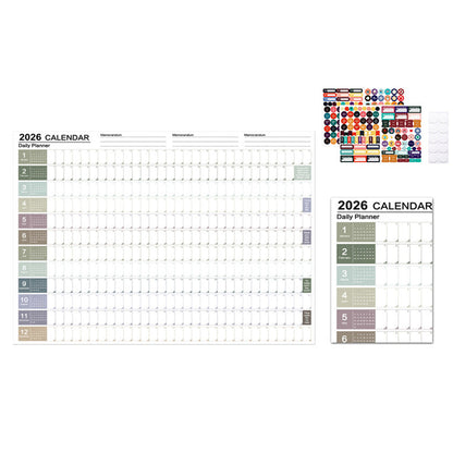 2026 Full Year Wall Planner Large Hanging Daily Calendar for Office Home