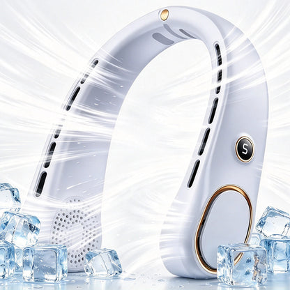 Wearable Bladeless Neck Fan 5 Speed Levels Portable Fan - White