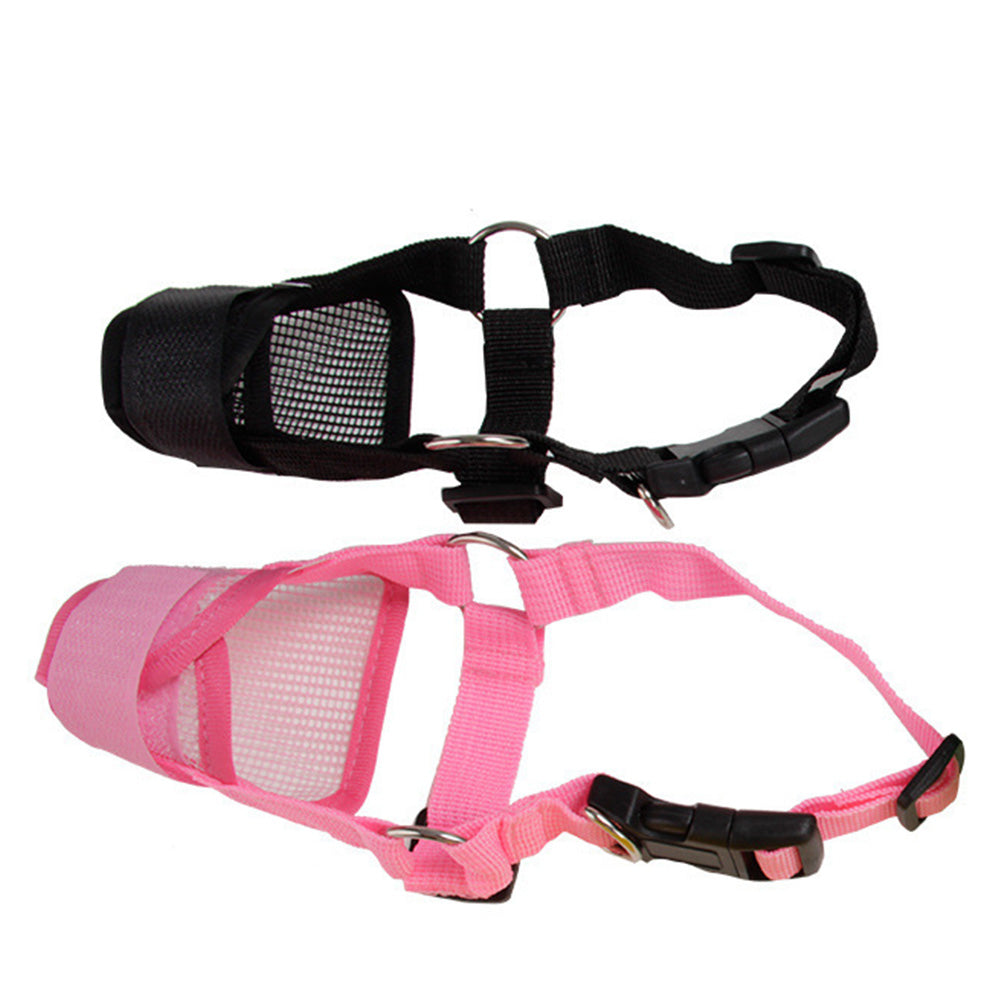2Pcs Dog Muzzle Anti Bite Chewing Mesh Mask Training for Small Medium Large Dogs-Pink