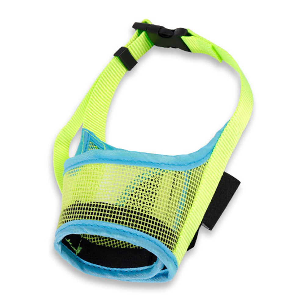 Dog Muzzle Air Mesh Adjustable Mouth Guard for Bark and Scavenging Prevention Green