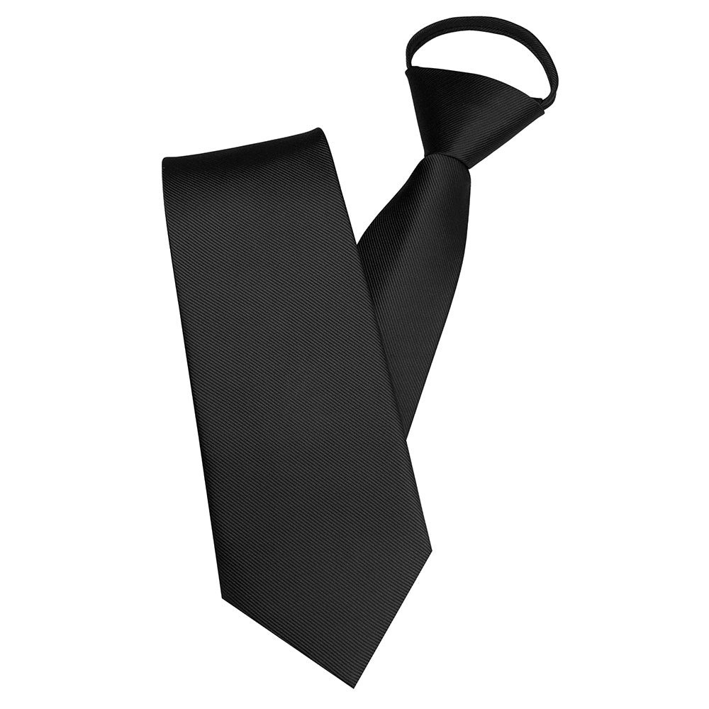 Pre-tied Zipper Tie Ready to Wear Solid Colour Business Necktie Black