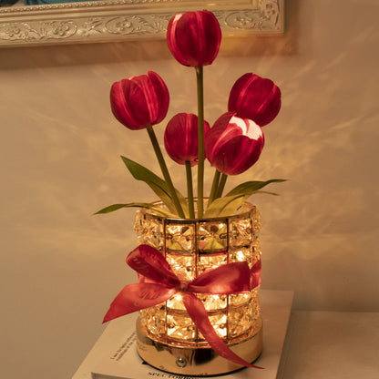 Tulip Flower Lamp Valentine¡¯s Day Gifts 3 Color Dimming Night Light -Red