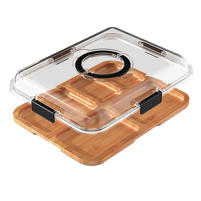 Charcuterie Board with Clear Lid Portable Travel Cheese and Cutting Board Set