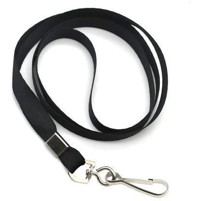50 Flat ID Badge Lanyards with 360 Degree Swivel Hooks - Black