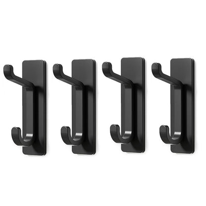 4 Piece Stainless Steel Double Adhesive Hooks - Black