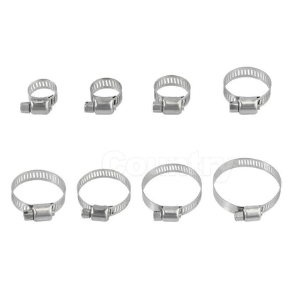 91PCS Stainless Steel Hose Clamps Clips Adjustable Range Worm Gear Pipe Clamp Kit