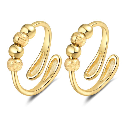 2Pcs Opening Fidget Spinner Rings for Women Adjustable Stress Spinning Rings Gold