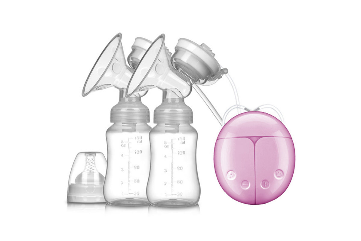 Double Electric Breast Pump Portable And Rechargeable Extractor For Breastfeeding Moms-Pink