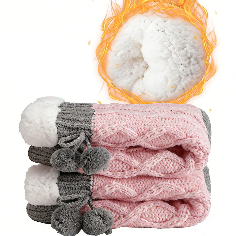 Womens Slipper Fuzzy Grip Socks Fluffy Winter Warm Thermal Grip Socks-Pink