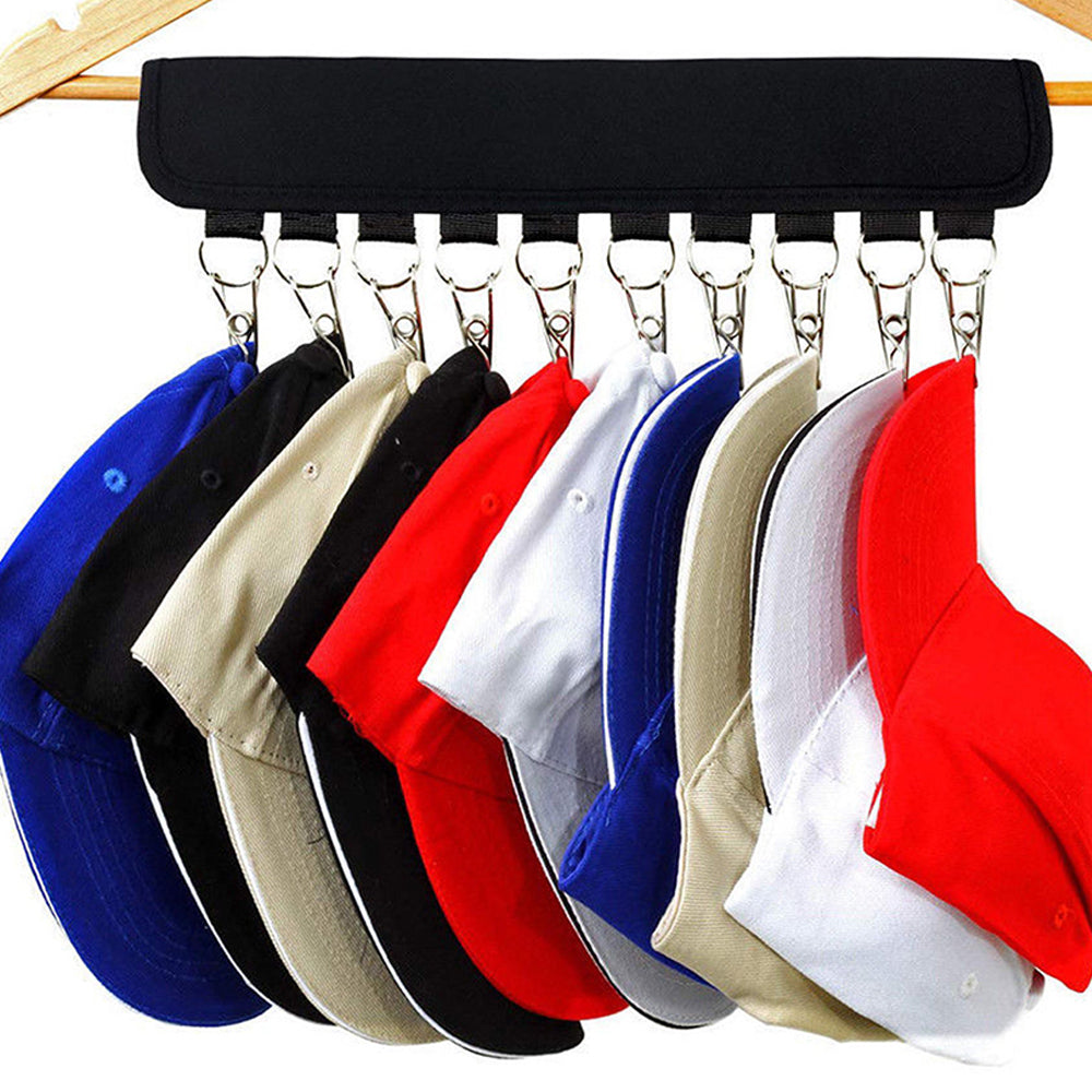 10 Clips Portable Baseball Cap Hanger for Closet Door Wall Hat Organizer