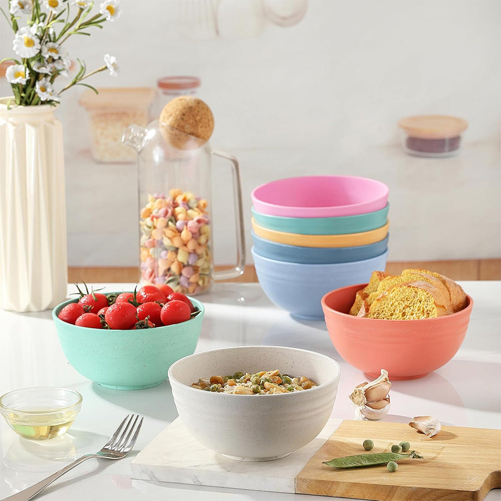 8-Piece Wheat Straw Cereal Bowls ââ‚?Durable, Microwave & Dishwasher Safe