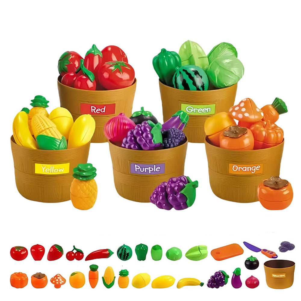 Kids Pretend Play Cutting Food Set Educational Toy for Preschool Learning