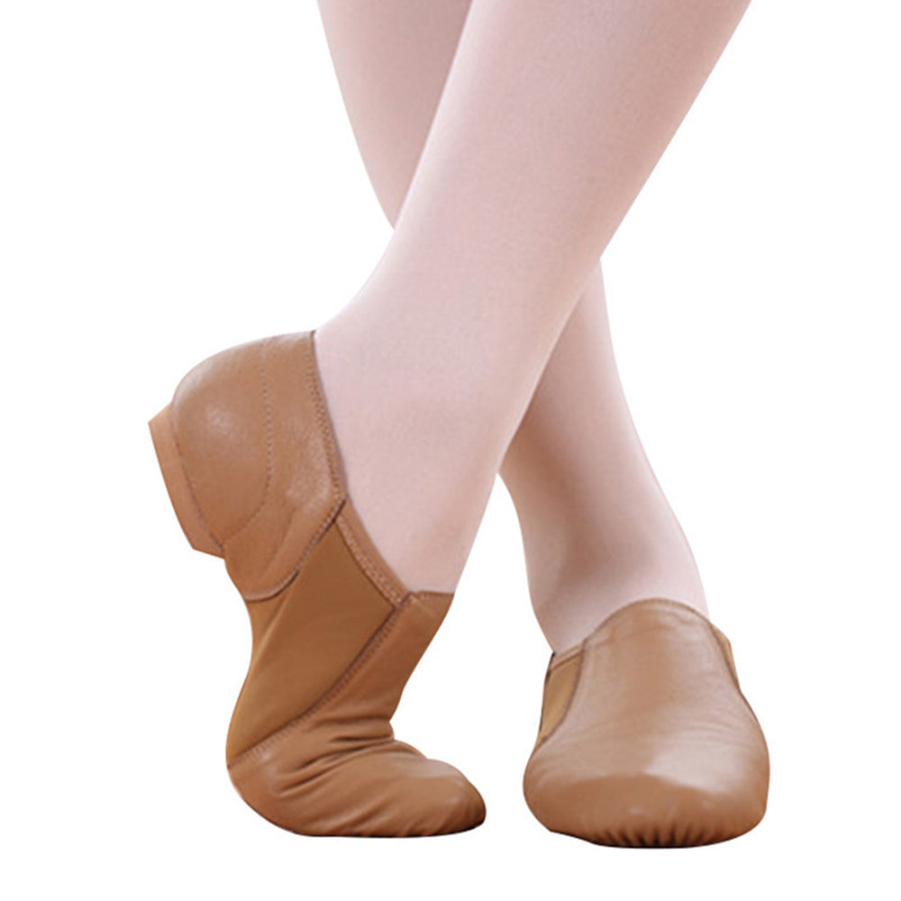 Leather Dance Shoes with Slip Resistant Sole - Brown