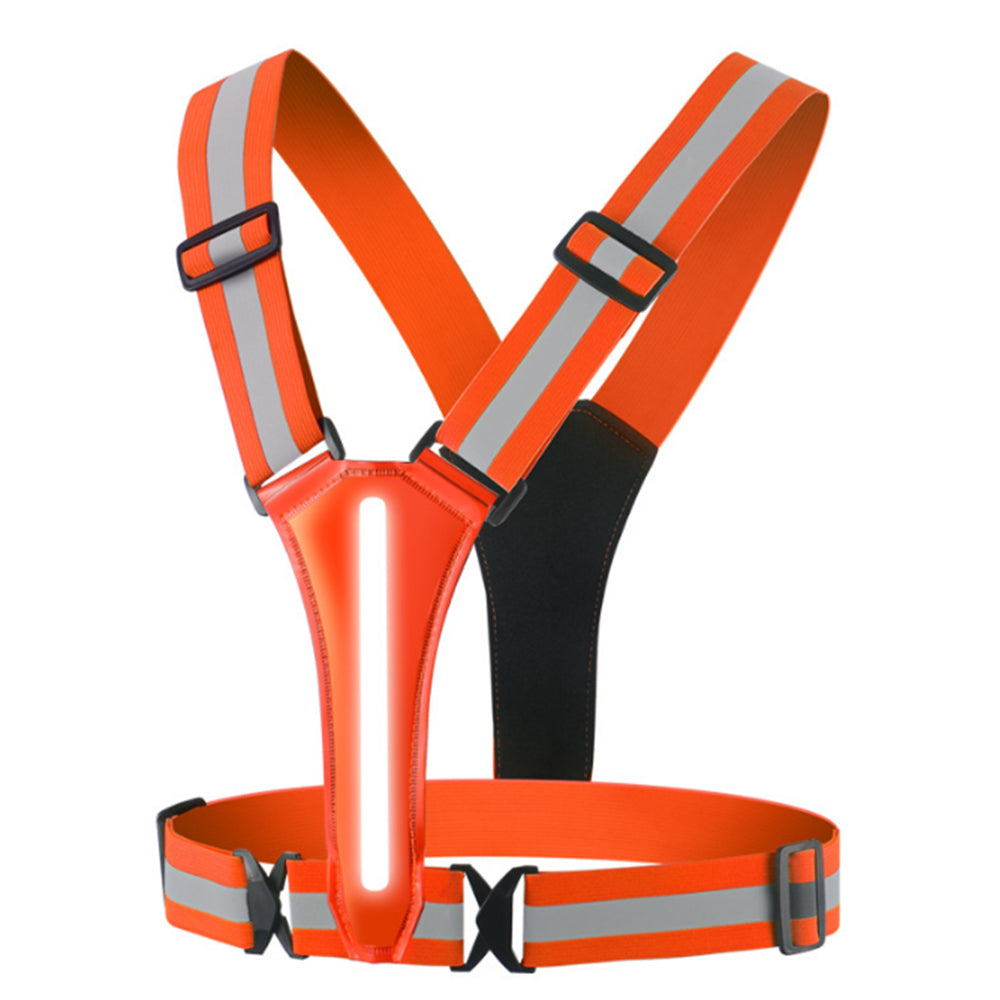 Adjustable LED Reflective Vest Rechargeable Running Gear with Night Light Orange