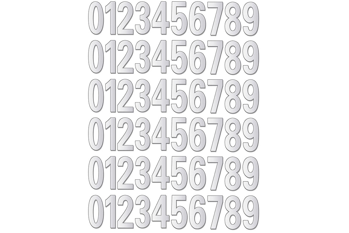 60Pcs Waterproof Reflective Number Stickers for Mailbox Bin Door Silver