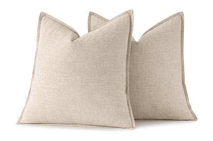 2Pcs Linen Plain Solid Colour Cushion Cover Decorative Pillow Case-Khaki