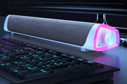 Bluetooth Computer Speakers with Colorful LED Lights for Monitor-Black