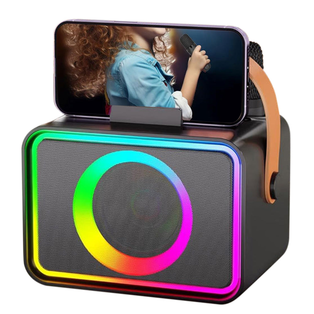 Mini Karaoke Machine Portable Bluetooth Speaker with 2 Wireless Microphone