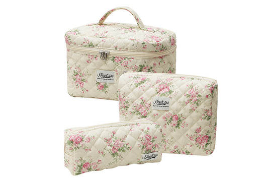 Floral Cotton Cosmetic Bag Cute Aesthetic Floral Toiletry Organizer Bag For Women Girls-ST4