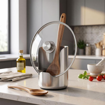 Stainless Steel Utensil Holder and Pot Lid Organizer