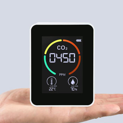 3-in-1 Air Quality Monitor CO2 Meter Temperature Humidity Carbon Dioxide Detector White