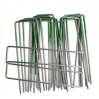 100 Pack 15cm Galvanized U Shaped Garden Landscape Staples