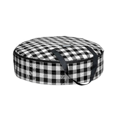 Christmas Plaid Wreath Storage Bag Christmas Garland Storage Container Seasonal Wreath Storage for Xmas Holiday Black